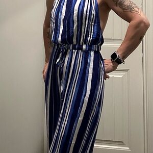 Forever 21 Blue and White Striped Jumpsuit